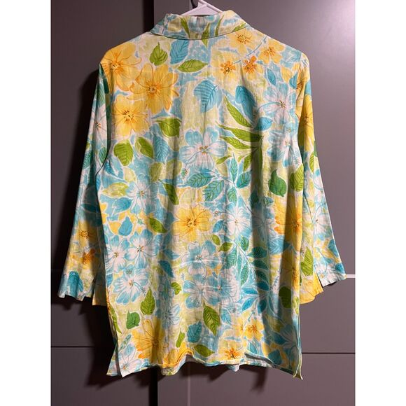 Saks Fifth Avenue Real Clothes 100% Linen Long Sleeve Button Up Floral Print 8 - Picture 4 of 8